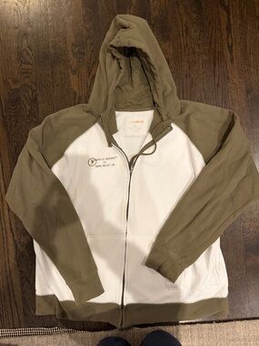 Like-new (never worn but no tags) Olive and Cream Zip-Up Hoodie - Men